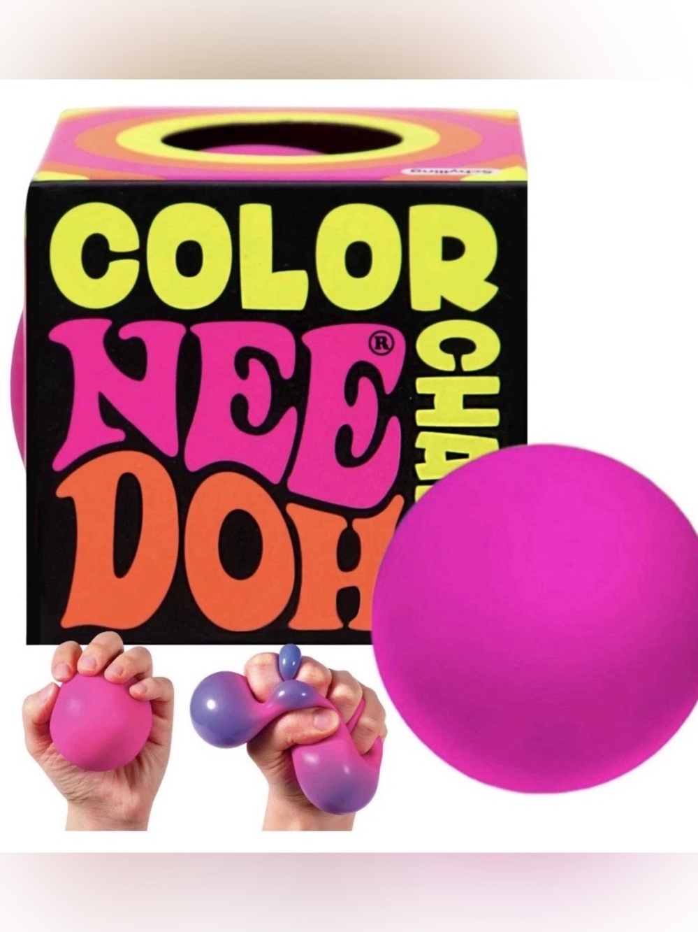 Schylling NeeDoh Color Change Ball Pink to Purple Collectible Sensory Toy